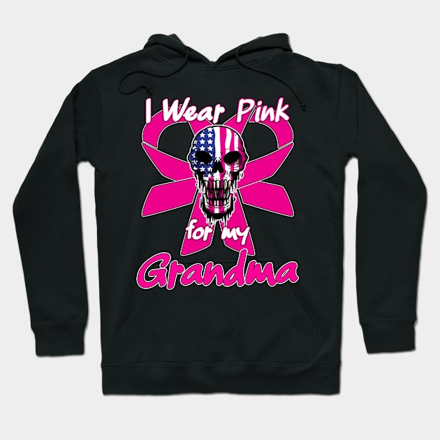 I Wear Pink For My Grandma - Breast Cancer Support Skull Hoodie by Anassein.os